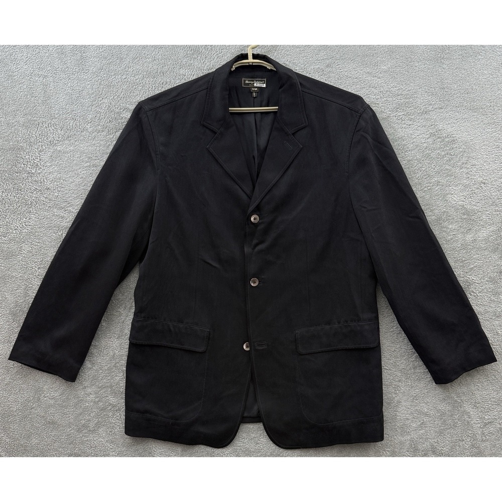 Tommy Bahama Blazer Mens Large Black Island Soft Silk Sports Coat Jacket Stretch